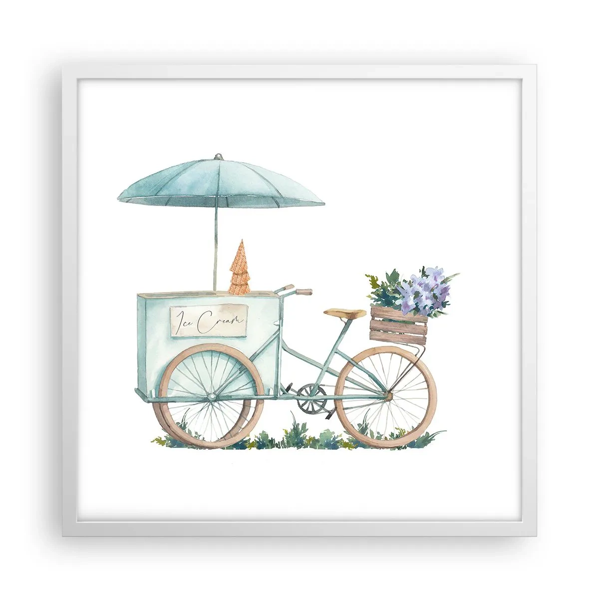 Plakat w białej ramie - Słodkie wspomnienie lata - 50x50 cm