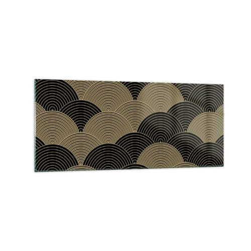 Obraz na szkle - Wzór w stylu art deco z półokręgami i złotymi liniami - 120x50cm - Jedność w wielości - Nowoczesna dekoracja ścienna do salonu i sypialni ARTTOR