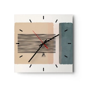 Zegar ścienny - Minimalistyczne formy geometryczne w beżowych i zielonych odcieniach - 30x30cm - Wszystko w porządku - Nowoczesna dekoracja ścienna do salonu i sypialni ARTTOR