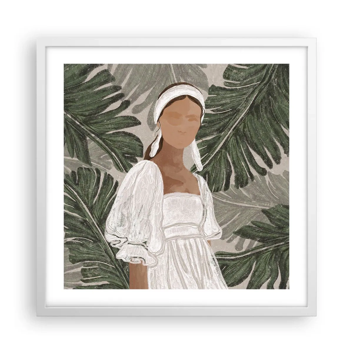 Plakat w białej ramie - Portret egzotyczny - 50x50 cm
