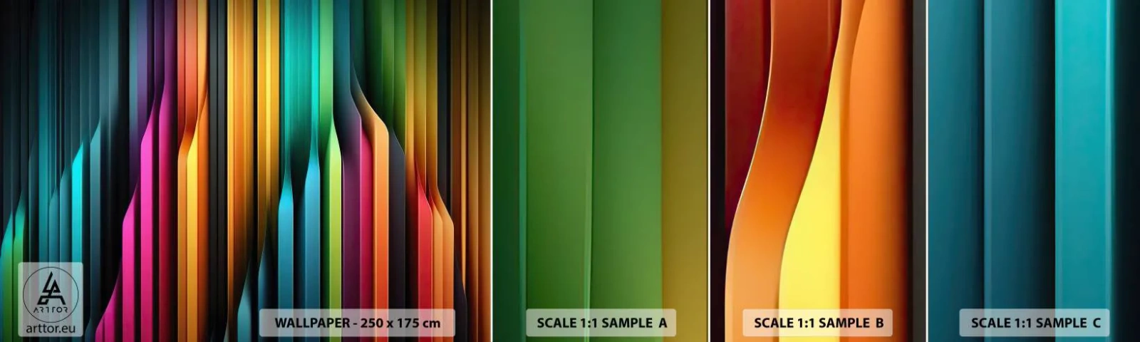 Fototapeta Próbka Samoprzylepna Deluxe Sticker - Świetlne organy - Kolorowy, Linie, Abstrakcja - 100x30 cm