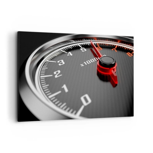 Obraz na płótnie - Zbliżenie na obrotomierz z czerwoną wskazówką - 120x80cm - Gaz do dechy - Nowoczesna dekoracja ścienna do salonu, kuchni i sypialni ARTTOR