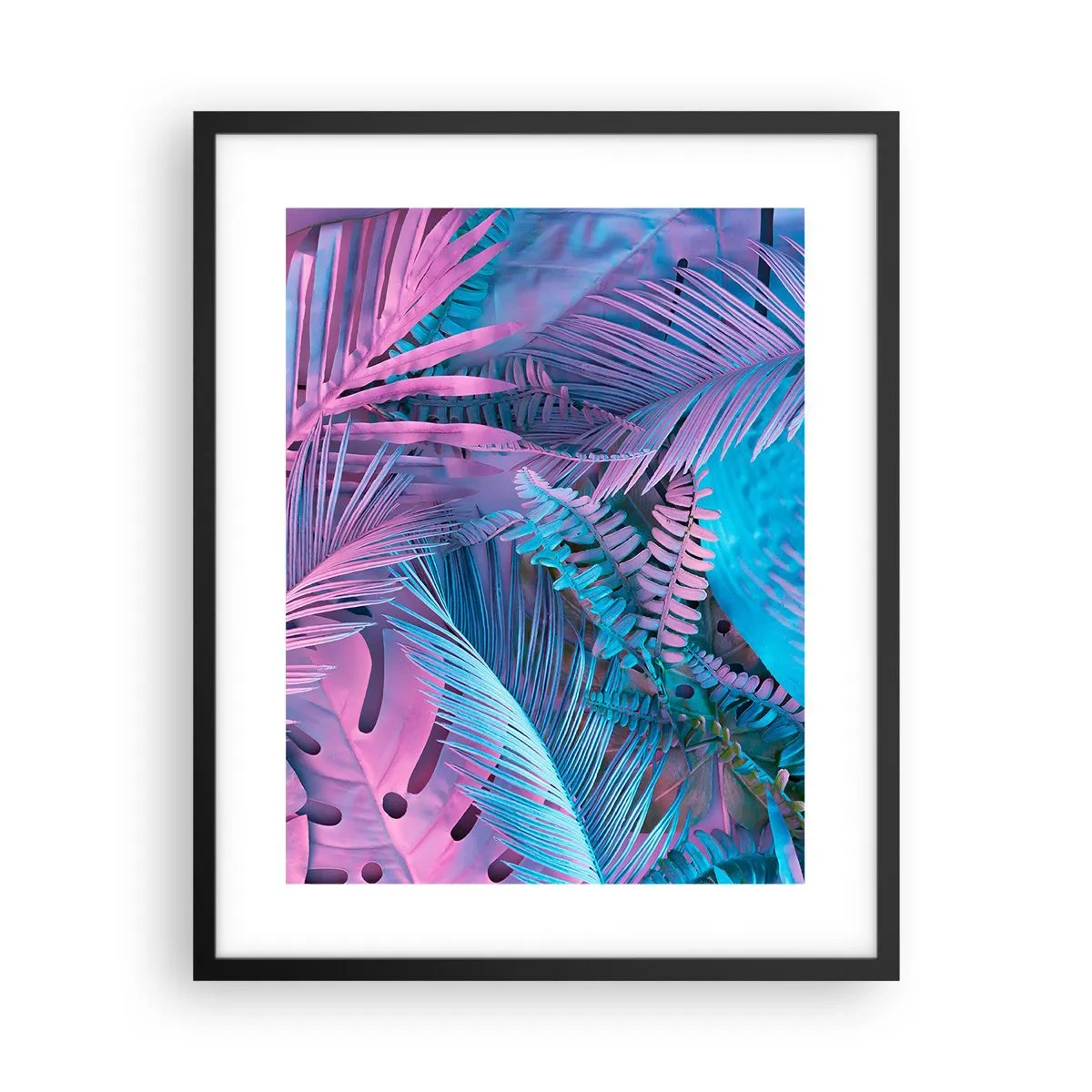 Plakat w czarnej ramie - Tropiki w różu i błękicie - 40x50 cm