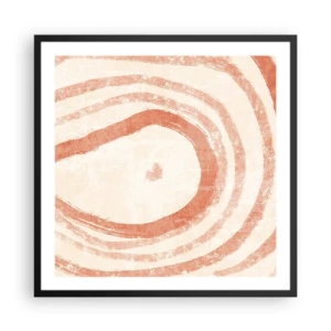 Plakat w czarnej ramie - Koralowe kręgi – kompozycja - 60x60 cm