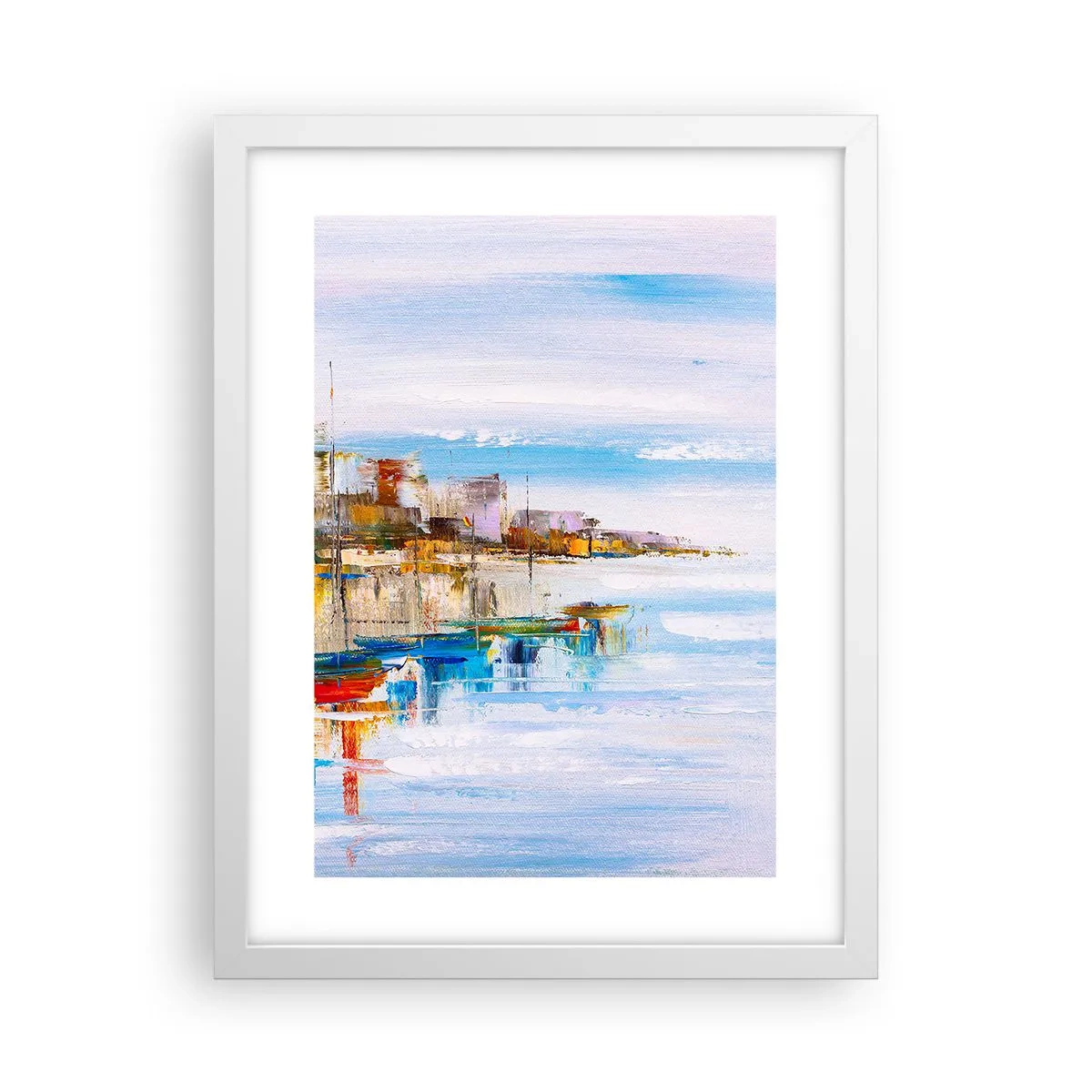 Plakat w białej ramie - Wielobarwna miejska przystań - 30x40 cm