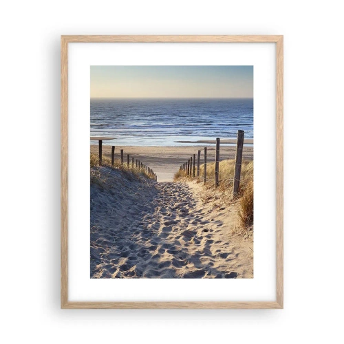 Plakat w ramie jasny dąb - Morza szum, ptaków śpiew, dzika plaża pośród traw… - 40x50 cm