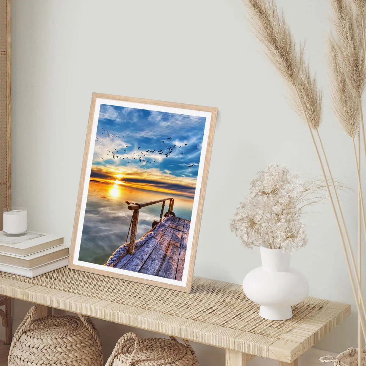 Plakat w ramie jasny dąb - Wiatr idzie na spoczynek - 30x40 cm