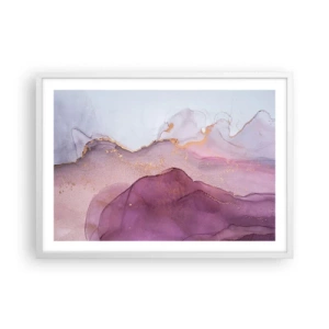 Plakat w białej ramie - Fale lila i fioletu - 70x50 cm