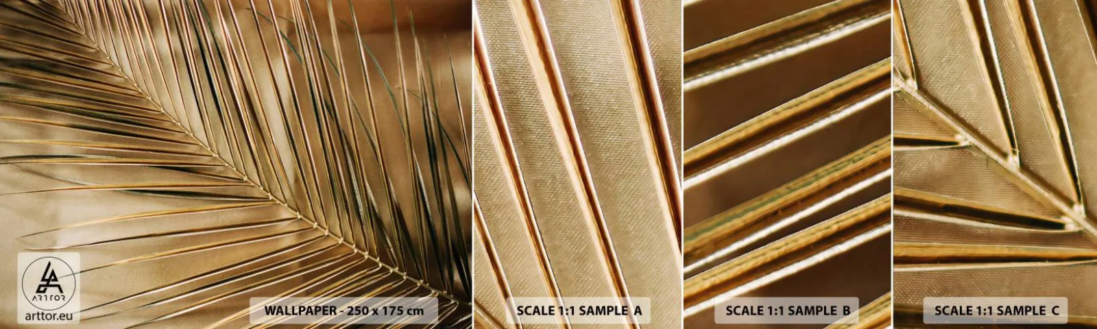 Fototapeta Próbka Standard Eco - Naturalna kolumnada - Liść Palmowy, Grafika, Tropiki - 100x30 cm