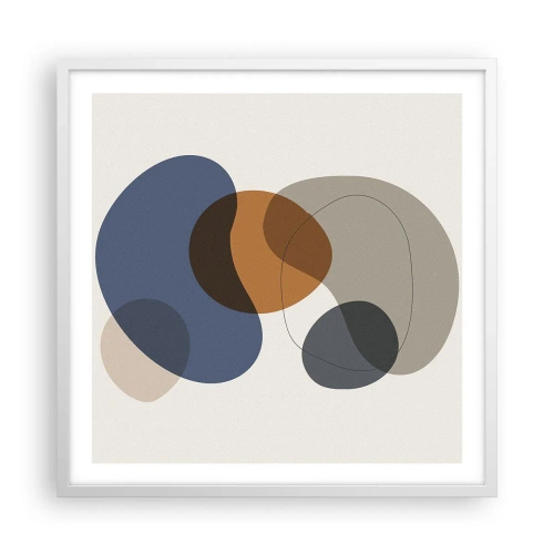 Plakat w białej ramie - Krople barw - 60x60 cm