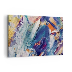 Obraz na płótnie - Kolorowa abstrakcja z fakturą farby akrylowej - 100x70cm - Zamęt koloru - Nowoczesna dekoracja ścienna do salonu, kuchni i sypialni ARTTOR