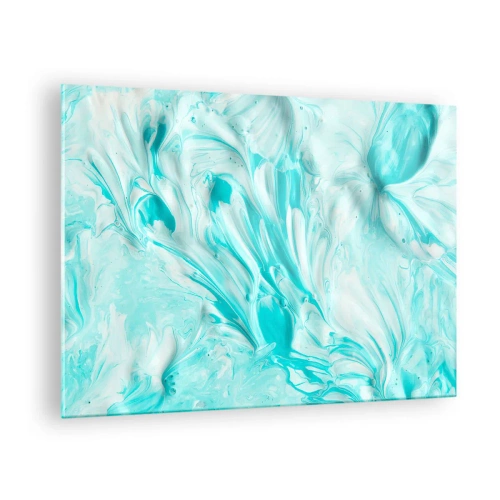 Obraz na szkle - Abstrakcyjne niebiesko-białe wzory przypominające ruch fal - 70x50cm - Na zawsze razem - Nowoczesna dekoracja ścienna do salonu i sypialni ARTTOR