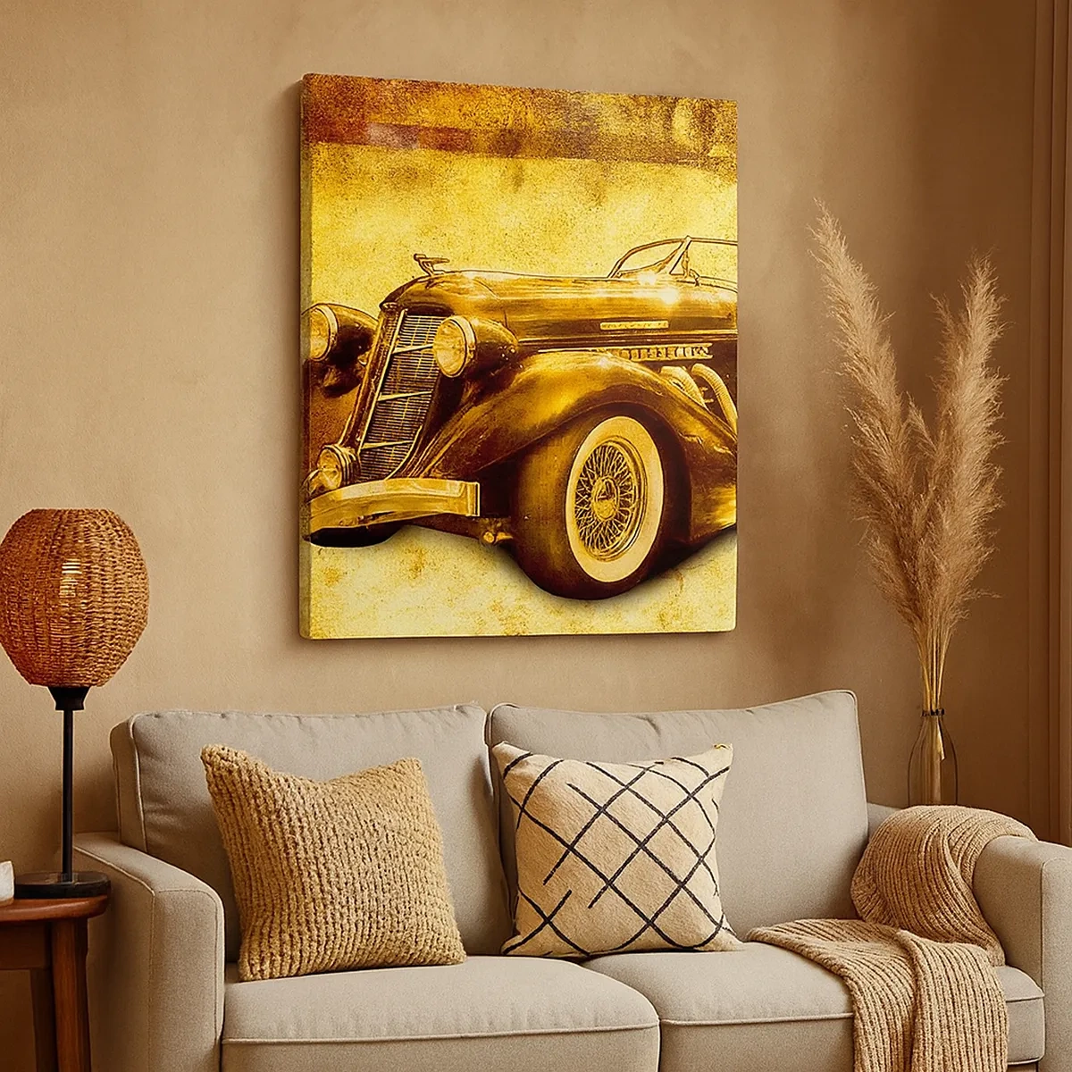 Obraz na płótnie - Zabytkowy kabriolet w stylu retro - 50x70cm - Elita elit - Nowoczesna dekoracja ścienna do salonu, kuchni i sypialni ARTTOR