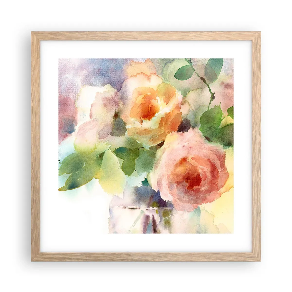 Plakat w ramie jasny dąb - Delikatne jak akwarela - 40x40 cm