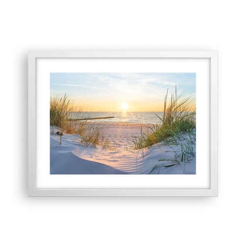 Plakat w białej ramie - Morza szum, ptaków śpiew, dzika plaża pośród traw… - 40x30 cm