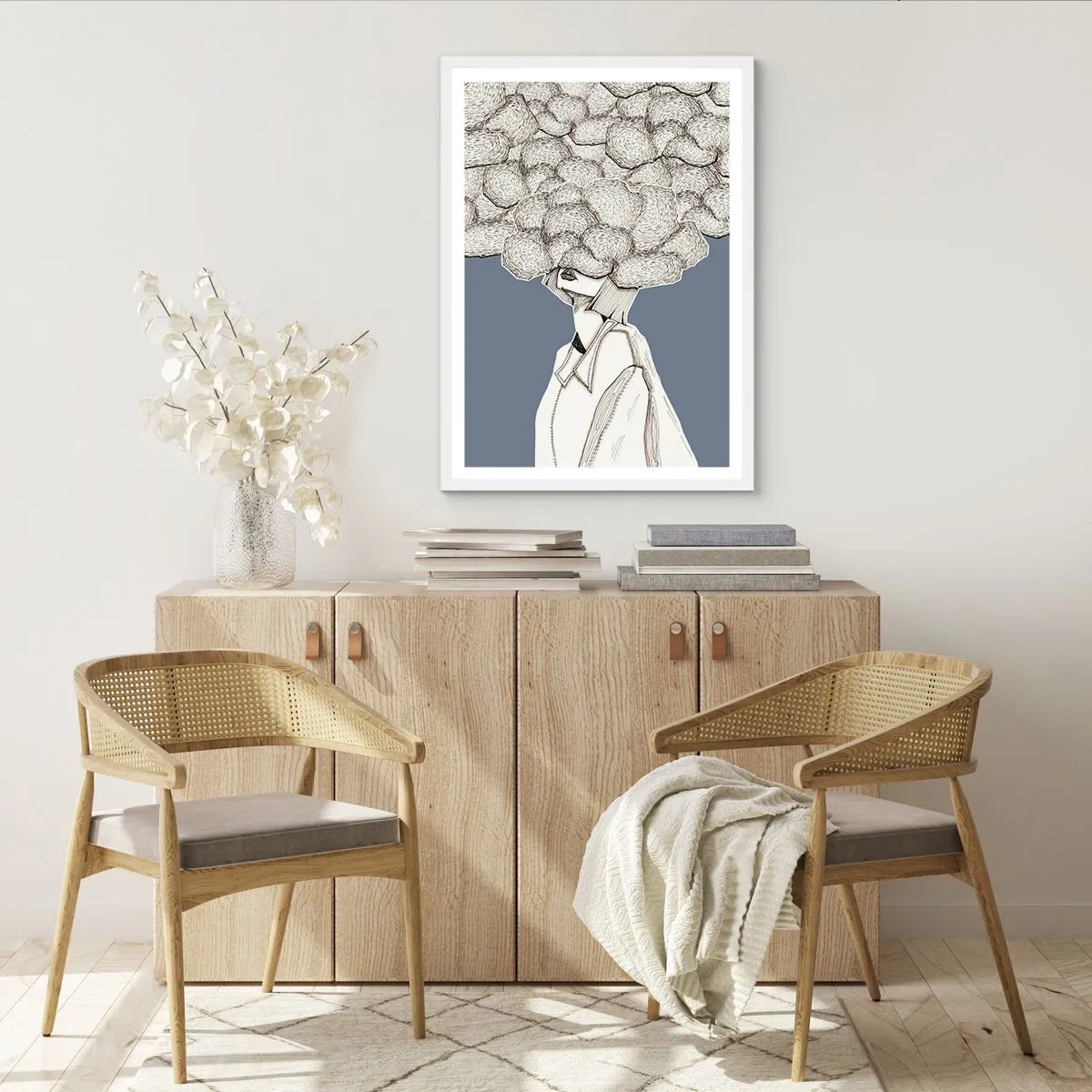 Plakat w białej ramie - Z głową w chmurach - 40x50 cm