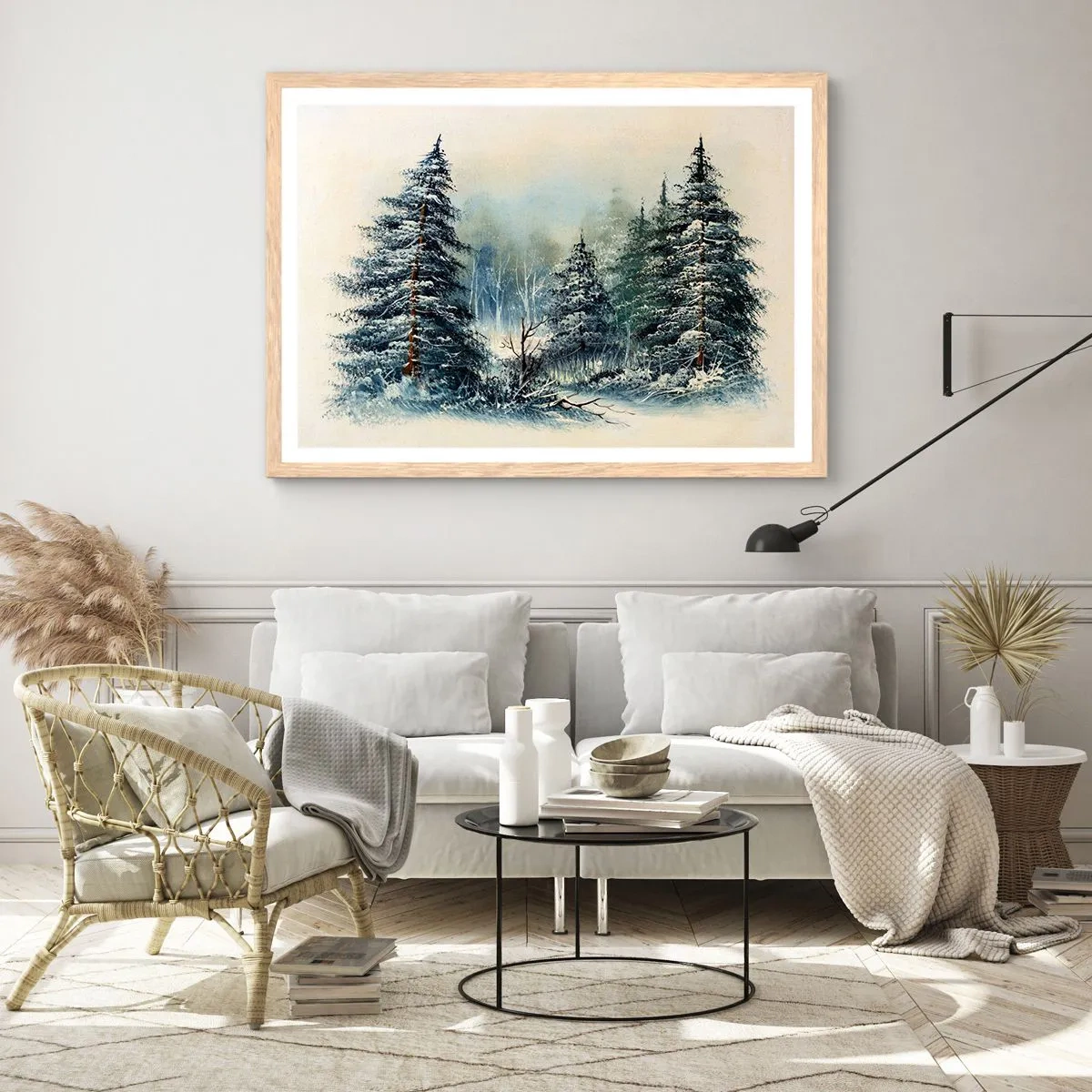 Plakat w ramie jasny dąb - Gotowe do Świąt - 100x70 cm