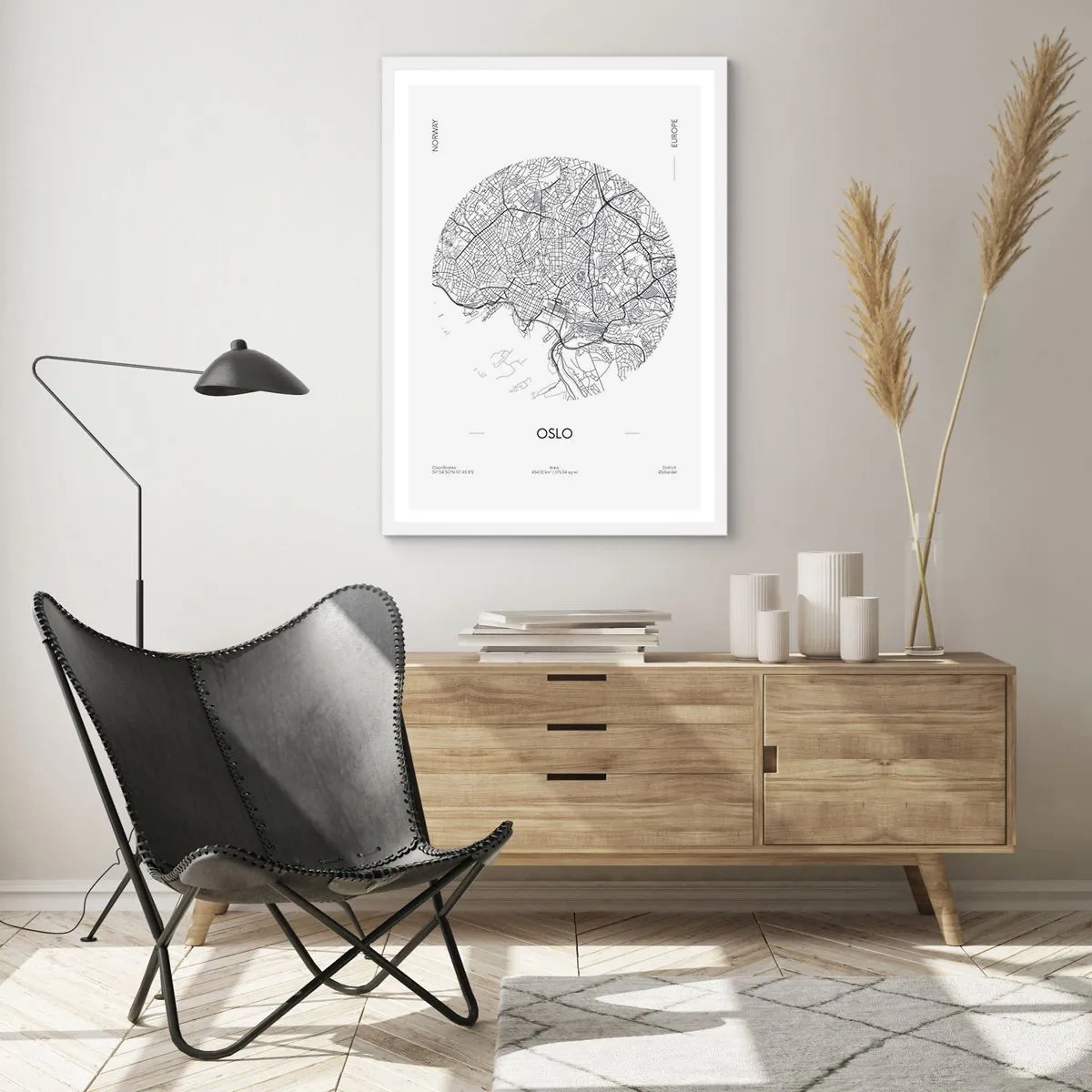 Plakat w białej ramie - Anatomia Oslo - 70x100 cm