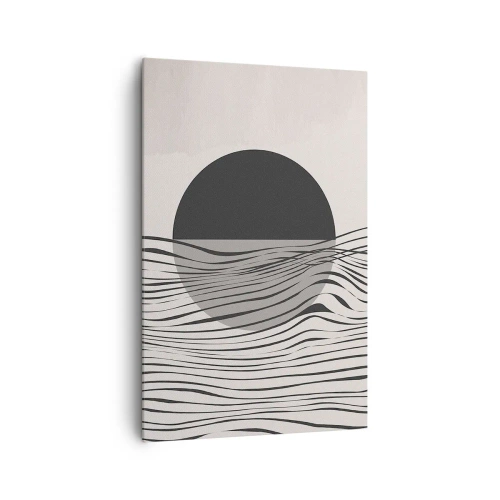 Obraz na płótnie - Abstrakcyjne linie i geometryczne kształty w stonowanych barwach - 80x120cm - Kompozycja połowiczna - Nowoczesna dekoracja ścienna do salonu i sypialni ARTTOR