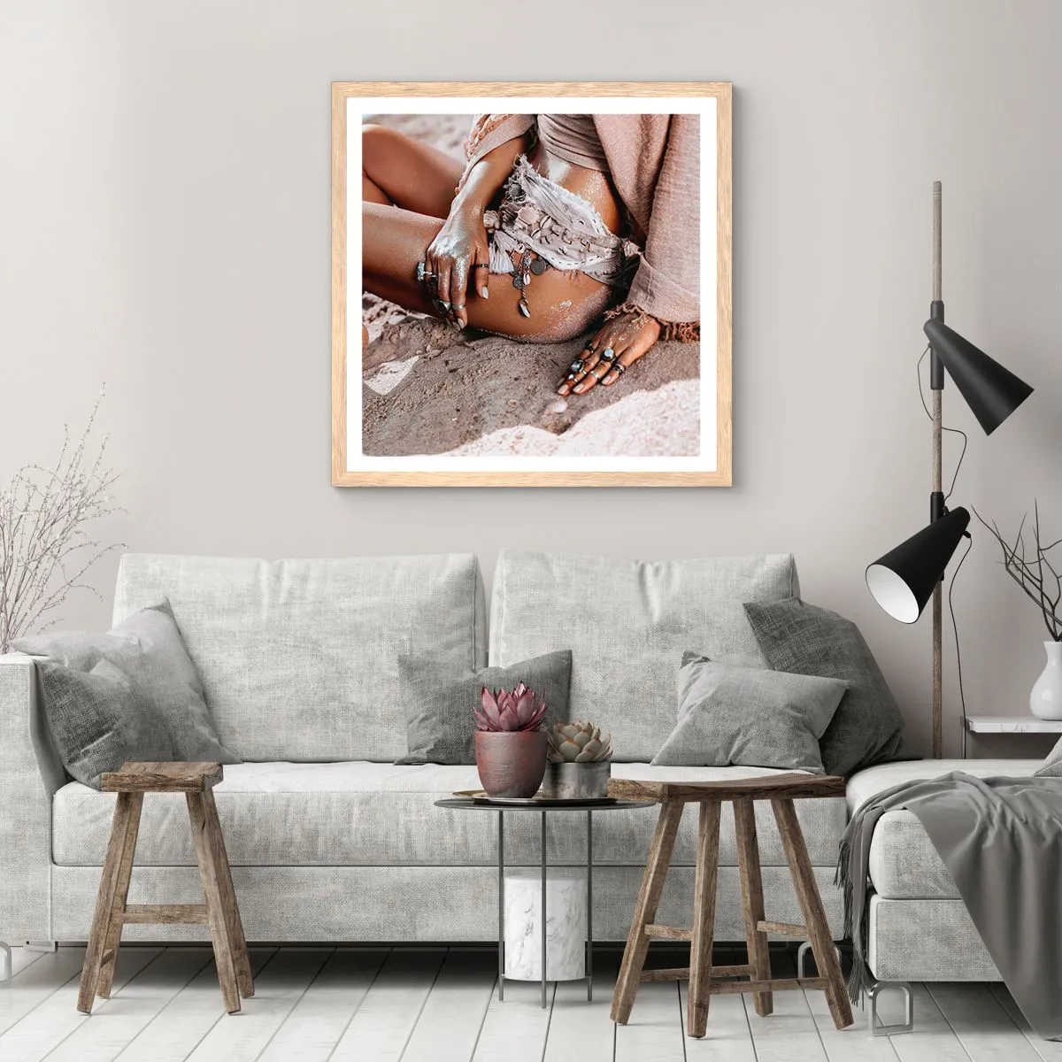 Plakat w ramie jasny dąb - Wyrzucona przez fale? - 30x30 cm