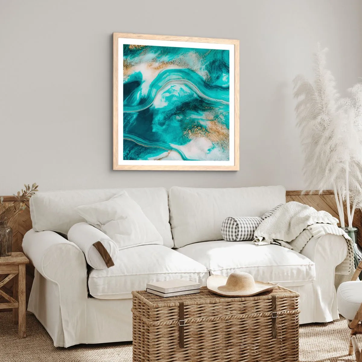 Plakat w ramie jasny dąb - Rzeka złota - 40x40 cm