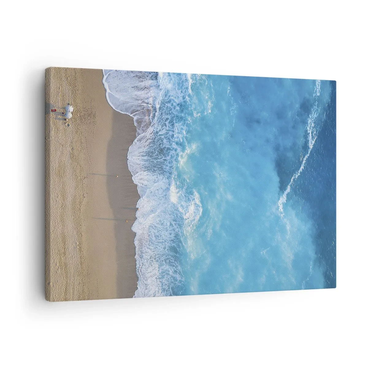 Obraz na płótnie - Widok na plażę i fale morskie z lotu ptaka - 70x50cm - Siła błękitu - Nowoczesna dekoracja ścienna do salonu i sypialni ARTTOR