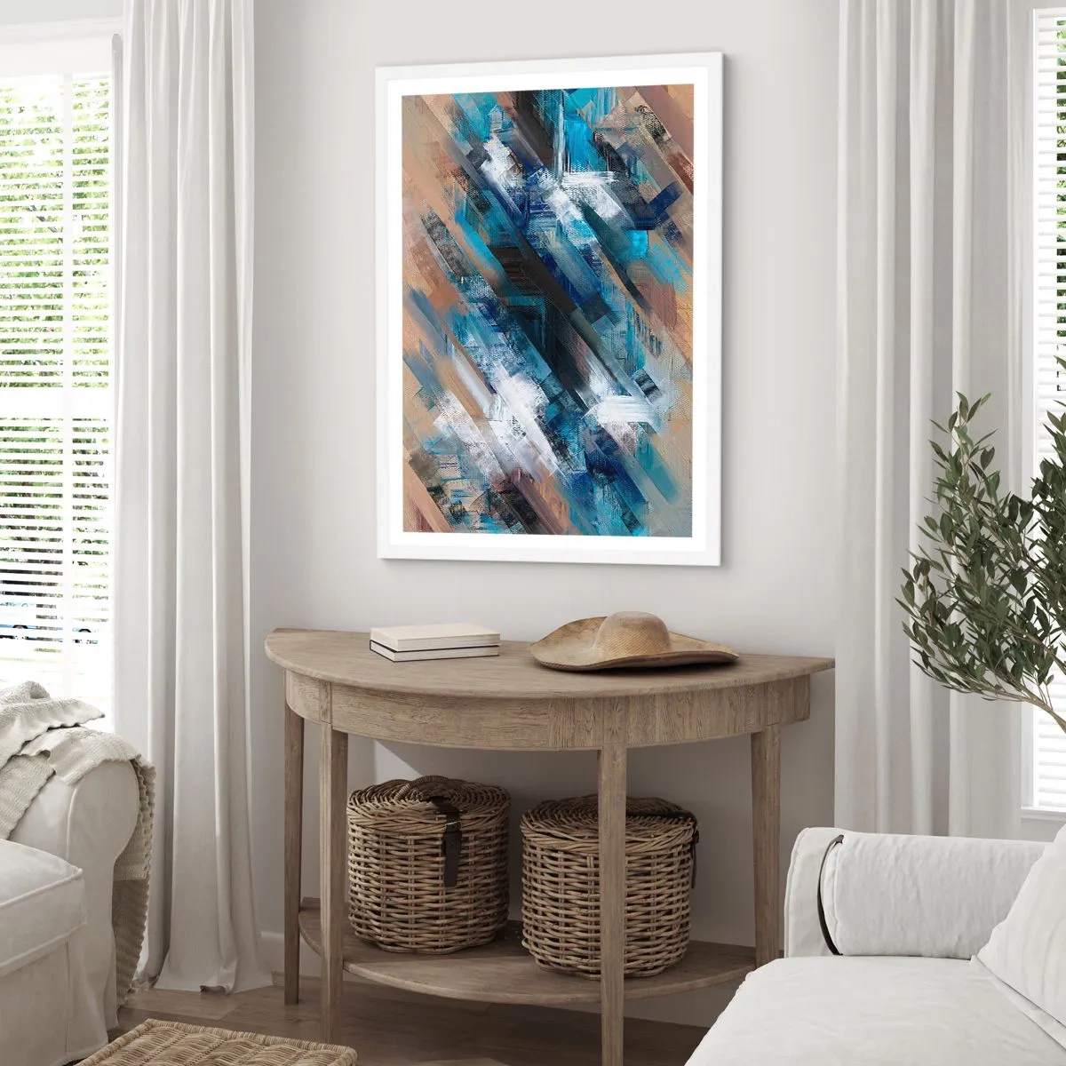 Plakat w białej ramie - Po błękitnym skosie - 61x91 cm
