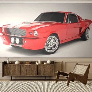 Fototapeta Premium Sand - Mustang prędki jak wiatr - Motoryzacja, Samochód Vintage, Samochód Mustang 1967 - 250x175 cm