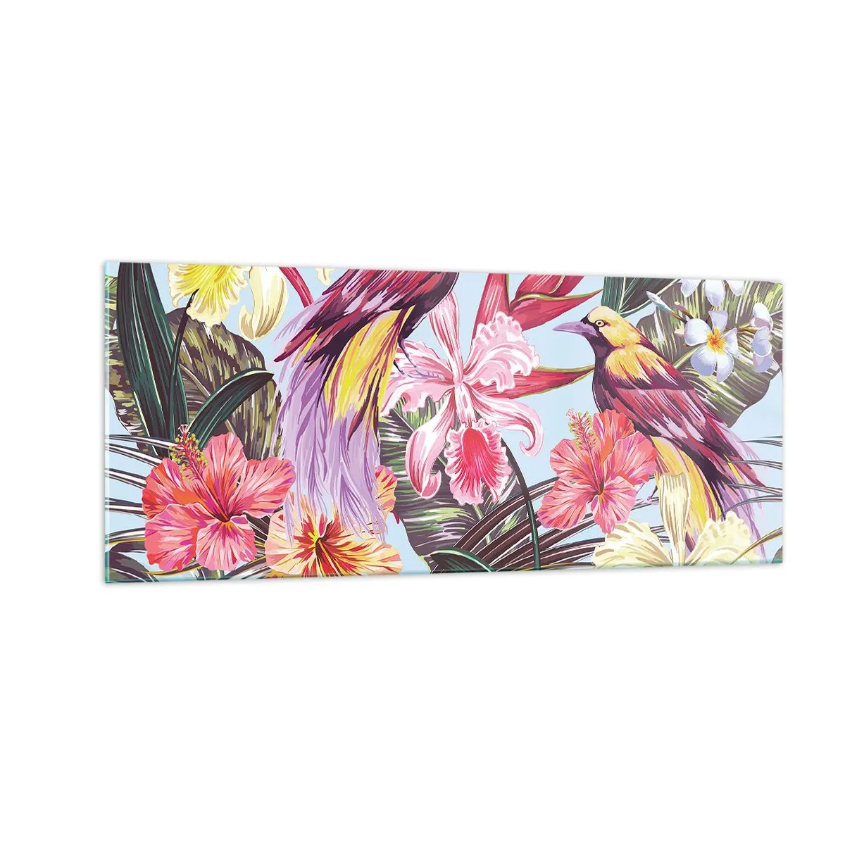 Obraz na szkle - Płatki i piórka - 100x40 cm