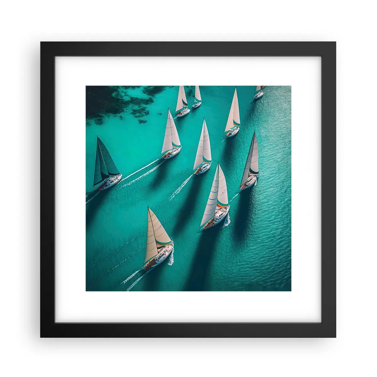Plakat w czarnej ramie - W zawody z wiatrem - 30x30 cm