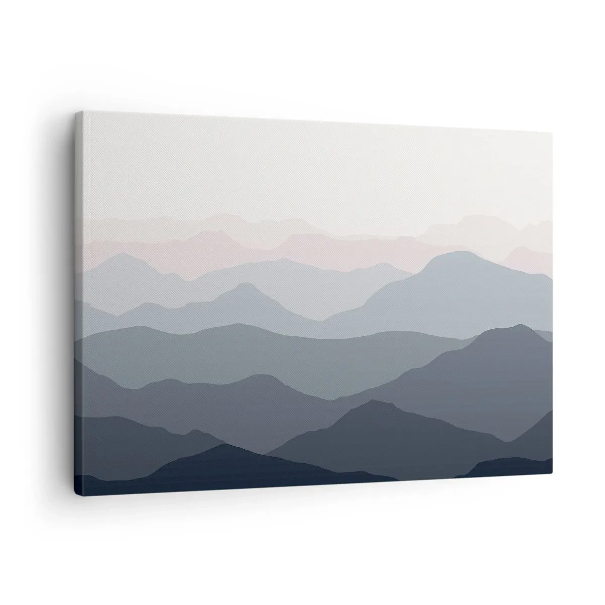 Obraz na płótnie - Subtelne warstwy gór w odcieniach szarości i błękitu - 70x50cm - Fale gór - Nowoczesna dekoracja ścienna do salonu i sypialni ARTTOR