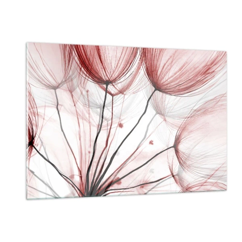 Obraz na szkle - Subtelne dmuchawce w odcieniach różu i czerni - 120x80cm - Przed odlotem - Nowoczesna dekoracja ścienna do salonu, kuchni i sypialni ARTTOR