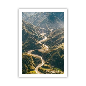 Plakat - Malowniczy widok na wijącą się rzekę wśród górskich dolin - 50x70cm - Prosto z serca gór - Nowoczesna dekoracja ścienna do salonu, kuchni i sypialni ARTTOR