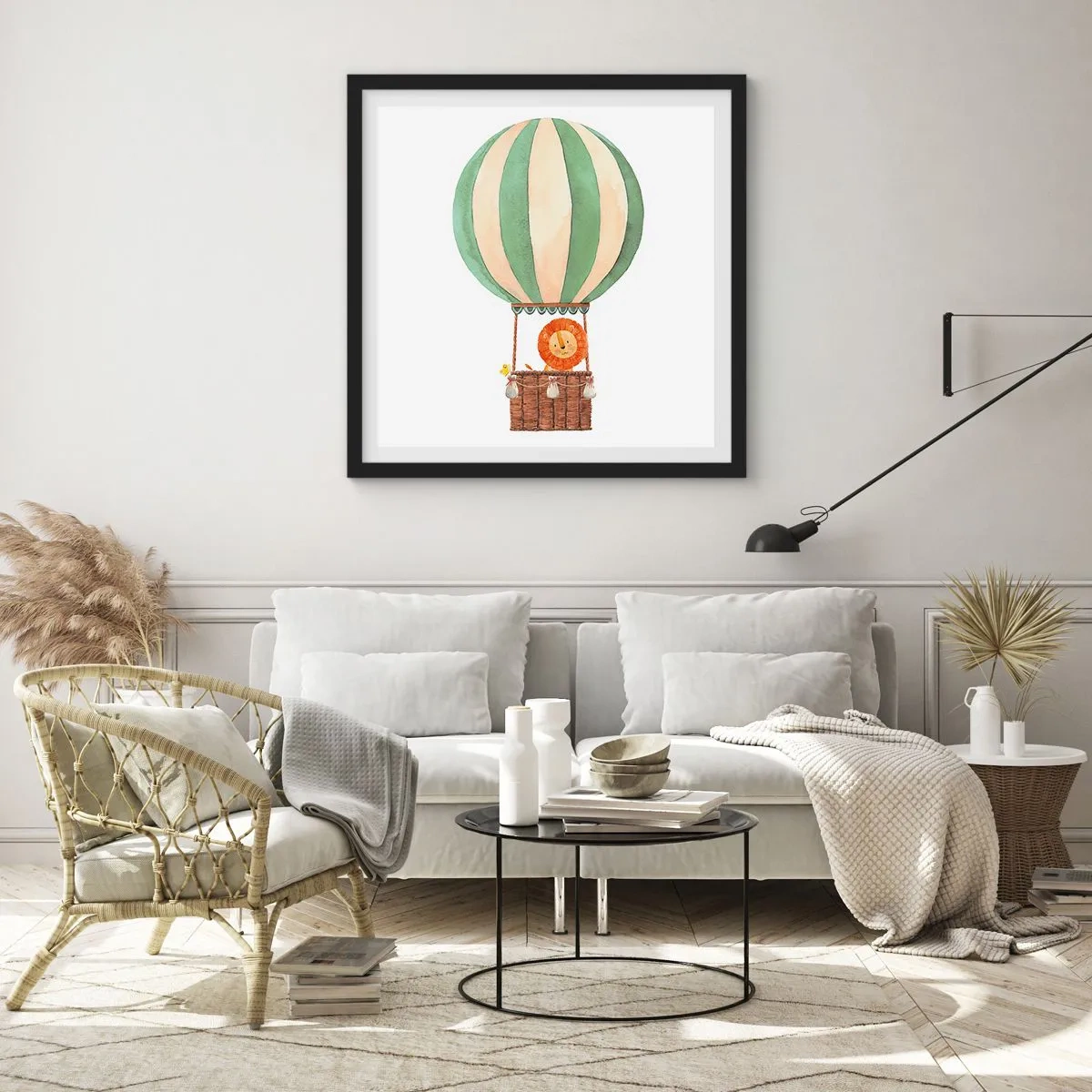 Plakat w czarnej ramie - Podróże Leona - 30x30 cm