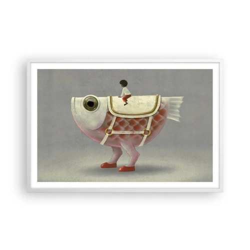 Plakat w białej ramie - Ryboński jeździec - 91x61 cm