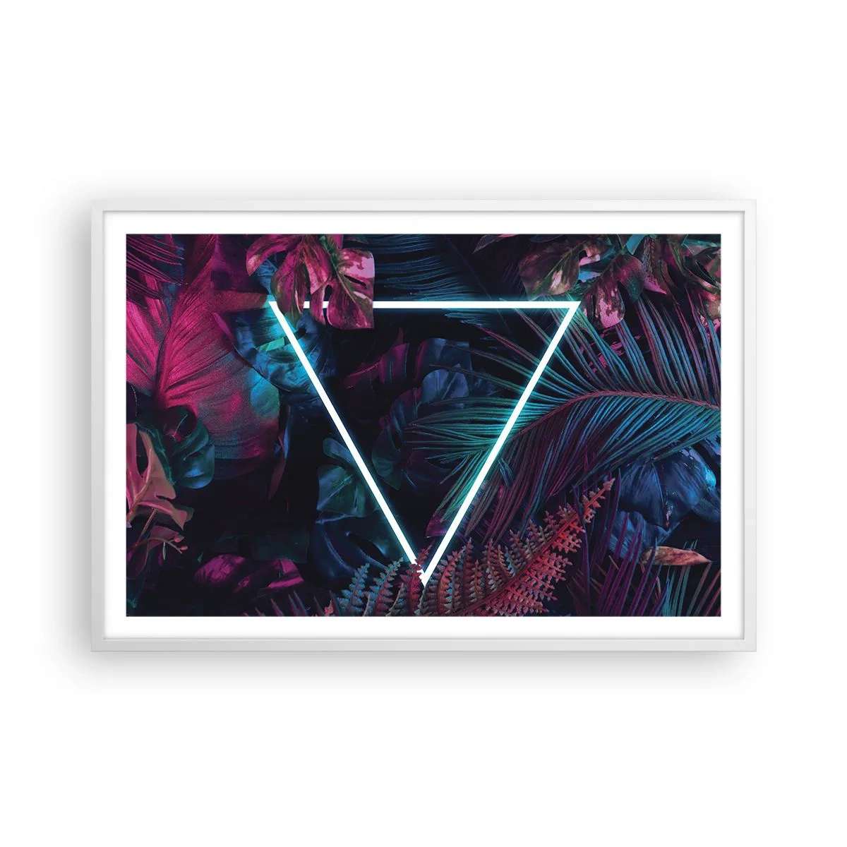 Plakat w białej ramie - Ogród w stylu disco - 91x61 cm