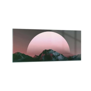Obraz na szkle - Geometryczne góry z zachodzącym słońcem w tle - 120x50cm - W sąsiedniej galaktyce - Nowoczesna dekoracja ścienna do salonu i sypialni ARTTOR
