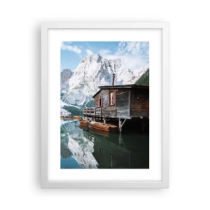 Plakat w białej ramie - Krystaliczny, górski poranek - 30x40 cm