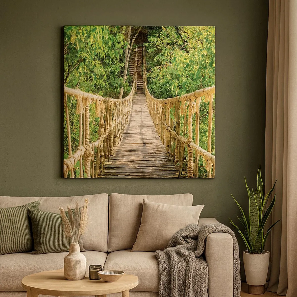 Obraz na płótnie - Zawieszony w zieleni - 30x30 cm