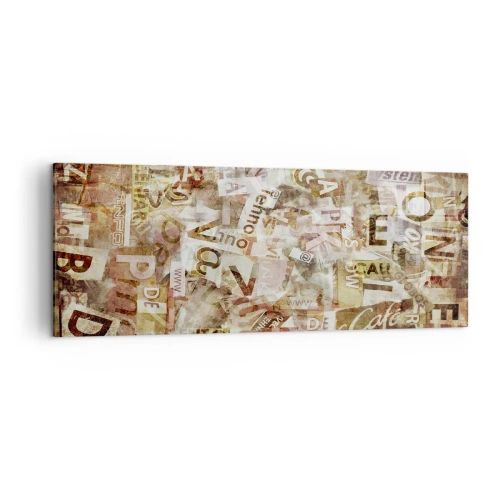 Obraz na płótnie - Abstrakcyjna kompozycja z literami i wycinkami tekstu - 140x50cm - Zjednoliterzam paplomanię - Nowoczesna dekoracja ścienna do salonu i sypialni ARTTOR