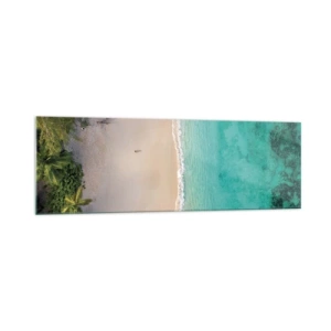 Obraz na szkle - Tropikalna plaża z turkusową wodą z lotu ptaka - 160x50cm - Rajska plaża - Nowoczesna dekoracja ścienna do salonu i sypialni ARTTOR