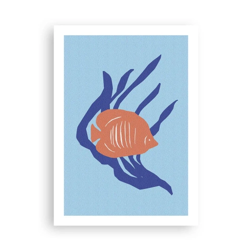 Plakat - Ryba tropikalna wśród morskich roślin - 50x70cm - Mieszkanka wód koralowych - Nowoczesna dekoracja ścienna do salonu, kuchni i sypialni ARTTOR