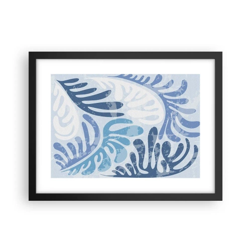 Plakat w czarnej ramie - Błękitne paprocie - 40x30 cm
