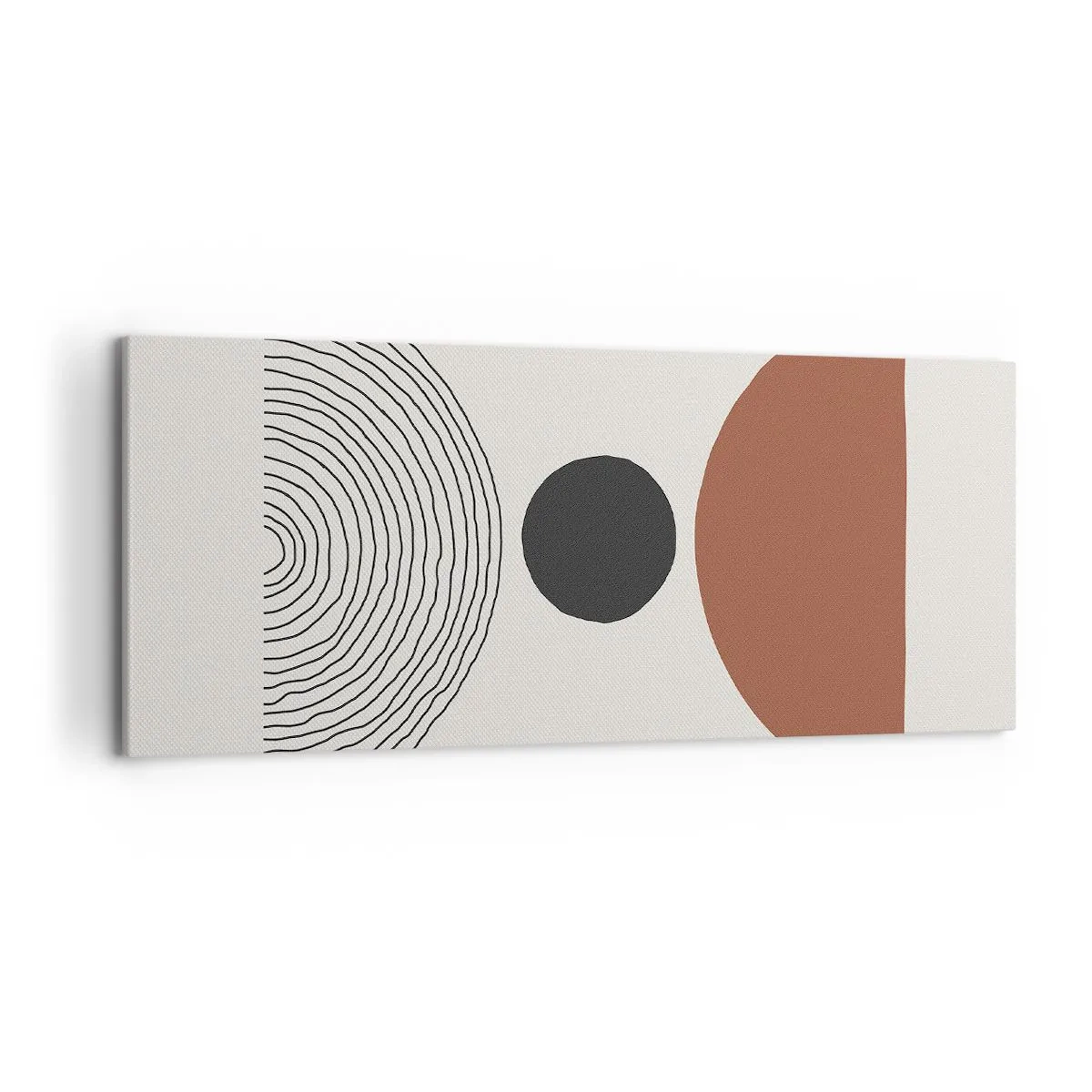 Obraz na płótnie - Abstrakcyjne figury geometryczne w ciepłych barwach - 120x50cm - W centrum uwagi - Nowoczesna dekoracja ścienna do salonu i sypialni ARTTOR