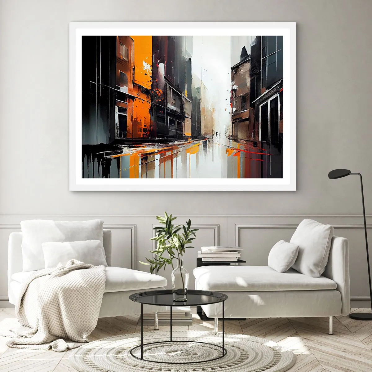 Plakat w białej ramie - Deszczowy dzień - 91x61 cm