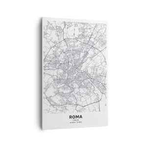 Obraz na płótnie - Miejska mapa w stylu minimalistycznym z delikatnymi liniami - 80x120cm - Rzymski krąg - Nowoczesna dekoracja ścienna do salonu i sypialni ARTTOR