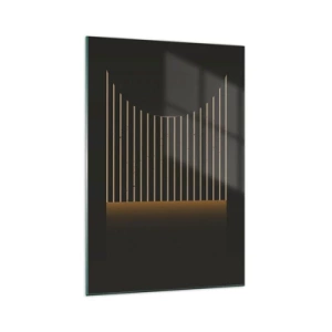 Obraz na szkle - Geometryczny wzór z pasami na ciemnym tle - 70x100cm - Zbadać ciemność - Nowoczesna dekoracja ścienna do salonu i sypialni ARTTOR