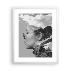 Plakat w białej ramie - Portret górny i chmurny - 40x50 cm