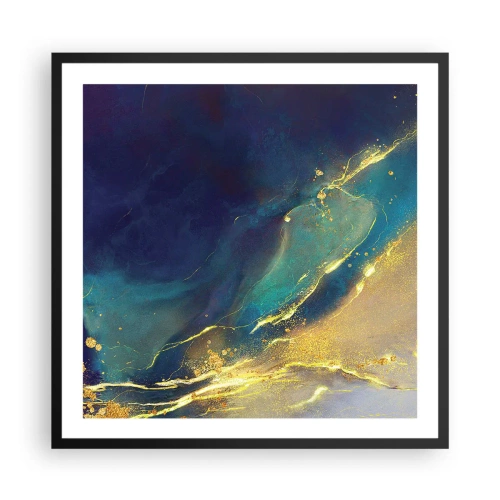 Plakat w czarnej ramie - Złote rozlewisko - 60x60 cm