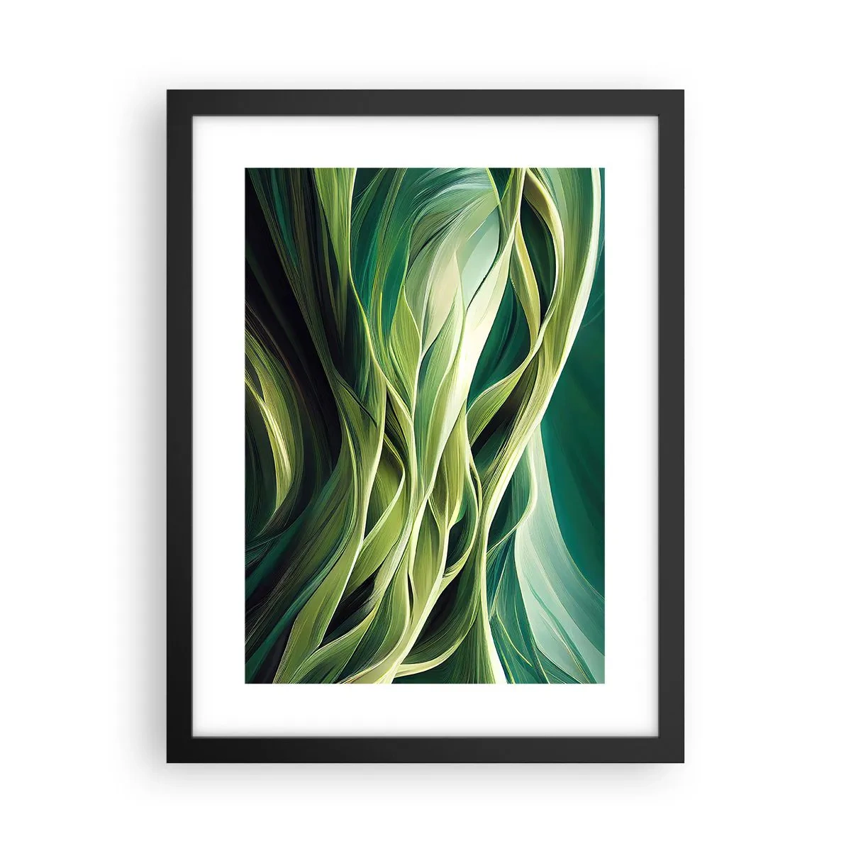Plakat w czarnej ramie - Abstrakcyjna gra w zielone - 30x40 cm